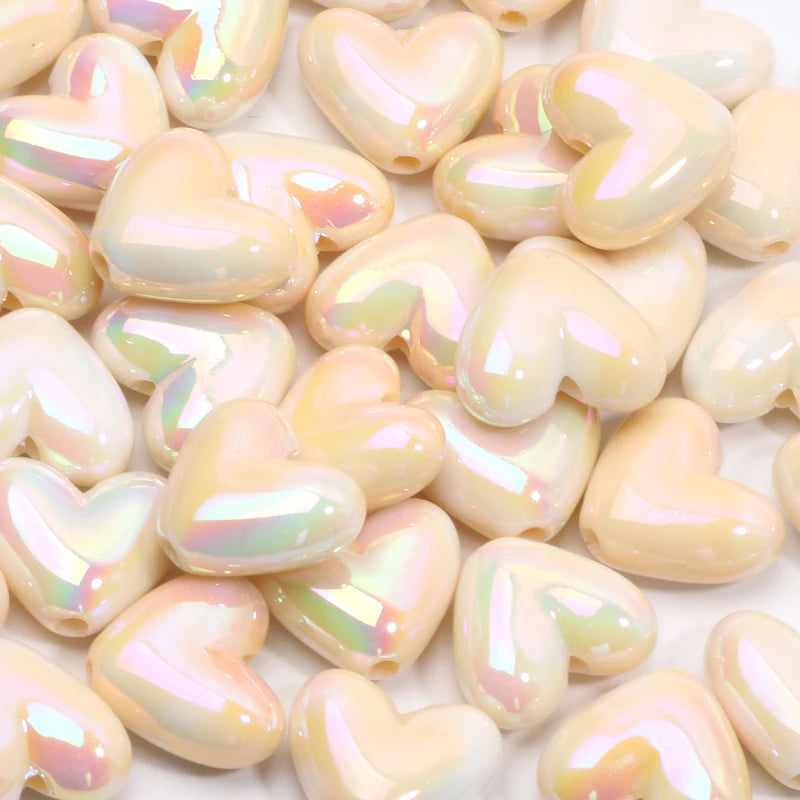 10pcs 15x17mm Macarons ABS Spacer Beads Gradients Heart Acrylic Beads For Diy Jewelry Making Bracelet Necklace Earrings Pendant C06598