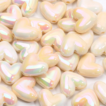 10pcs 15x17mm Macarons ABS Spacer Beads Gradients Heart Acrylic Beads For Diy Jewelry Making Bracelet Necklace Earrings Pendant C06598