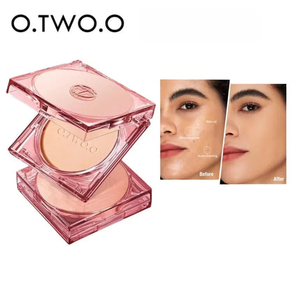 O.TWO.O Face Powder Oil-control 24 Hours Long Lasting Waterproof Matte Face Makeup Cosmetic Setting Compact Powder