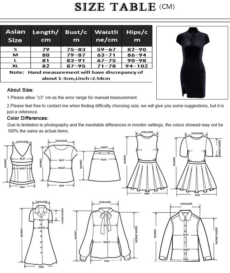 Women Dress Y2K Cheongsam Velvet Elegant Black Sexy Short Sleeve Button Casual Shopping Photo Chinese Dress Tight Fashion Summer Badiee Stylez
