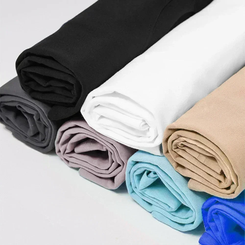 Black White GSM 500g Heavy Duty Cotton Plus Size T-Shirt Crew Neck Men's Short Sleeve Three Needles Half Sleeve Tee