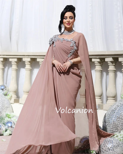 Customized Chiffon Pleat Sequined A-line Square Neck Long Dresses Bespoke Occasion Evening Formal Exquisite Badiee Stylez
