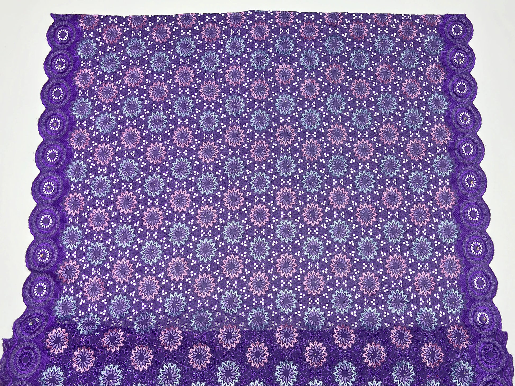 Original Austria Pure Cotton Lace Fabric 2024 High Quality Swiss Voile Embroidery Stones Lace Fabric For Women Celebration Dress