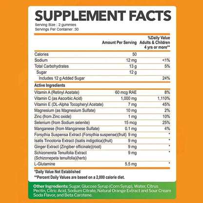 Premium Vitamin C Gummies - Promotes Collagen Production, Antioxidant, Support Skin Glow, Heart Support, Immune