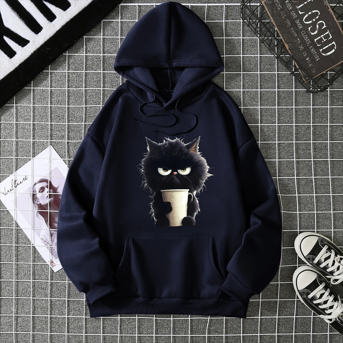 2025 Winter New Women's Hoodie High Street Unisex style Double Pockets Sweatshirts Outerwear Plus-Size Women's Clothing CYXX236 NavyBlue