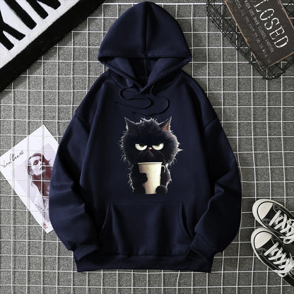 2025 Winter New Women's Hoodie High Street Unisex style Double Pockets Sweatshirts Outerwear Plus-Size Women's Clothing CYXX236 NavyBlue