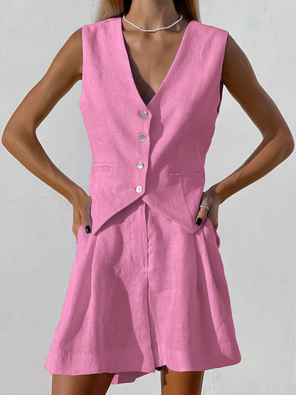 Marthaqiqi Loose Cotton Women'S Pajamas Sets Sexy V-Neck Sleepwear Tank Tops Nightwear Casual Shorts Femme Summer Pyjamas Suits