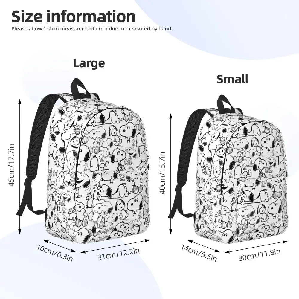 Snoopy Smile Cute Cartoon Backpack for Men Women Cool Student Work Daypack College Canvas Bags with Pocket