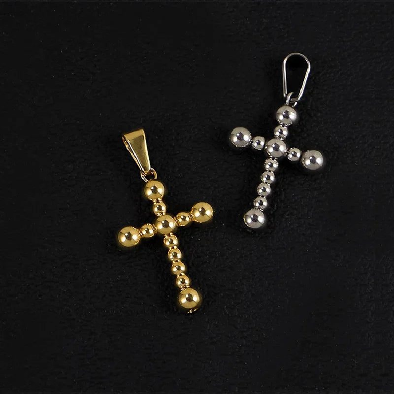 RHYSONG Geometric Stainless Steel 18K Gold Plated Snake Cross Palm Conch Mushroom Pistol Pendant For Women Diy Findings Jewelry