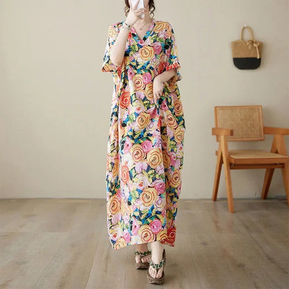 Summer Dress for Women Clothing Long Dress Fashion Clothes Cotton Vintage Harajuku Elegant Streetwear Maxi Beach Dresses U One Size