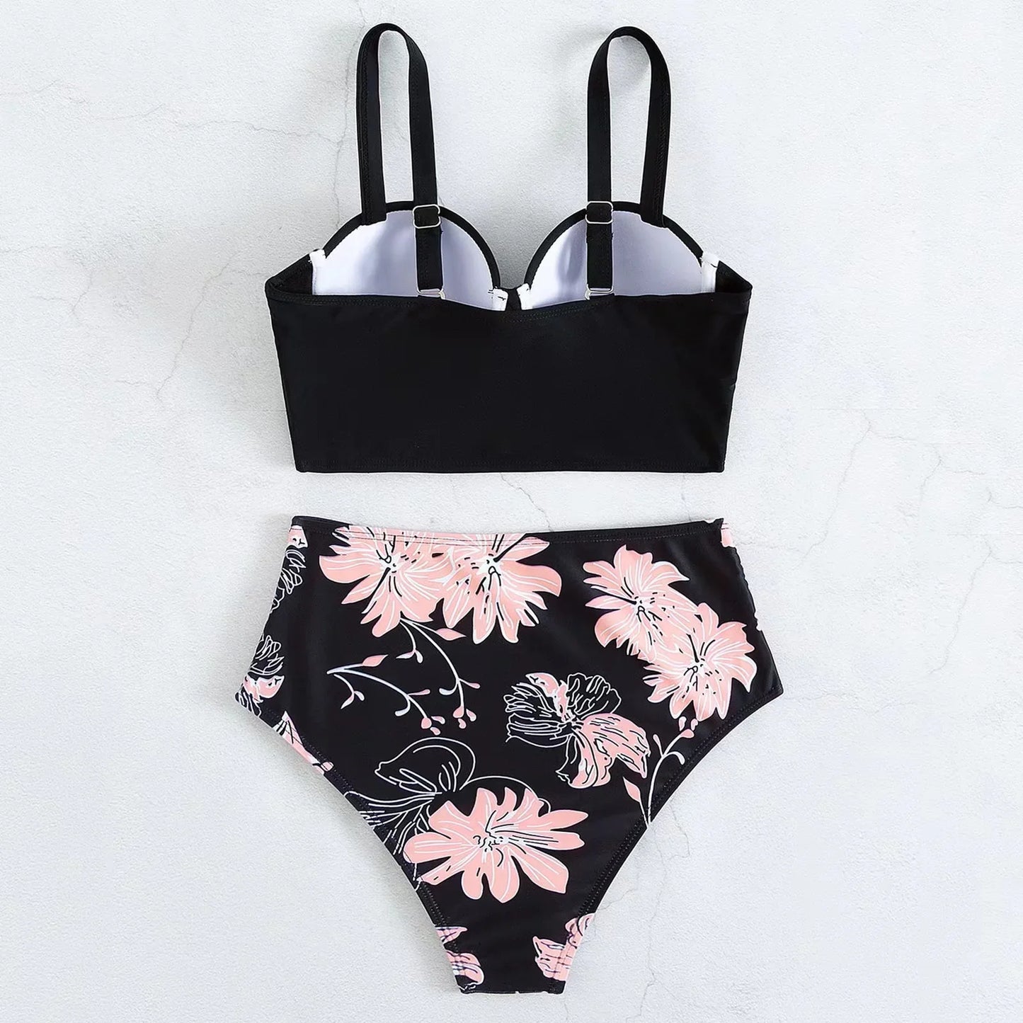 2024 Summer New Bikini Push Up Swimsuit Women Halter High Waist Swimwear Female Printed Bathing Suit Bathers
