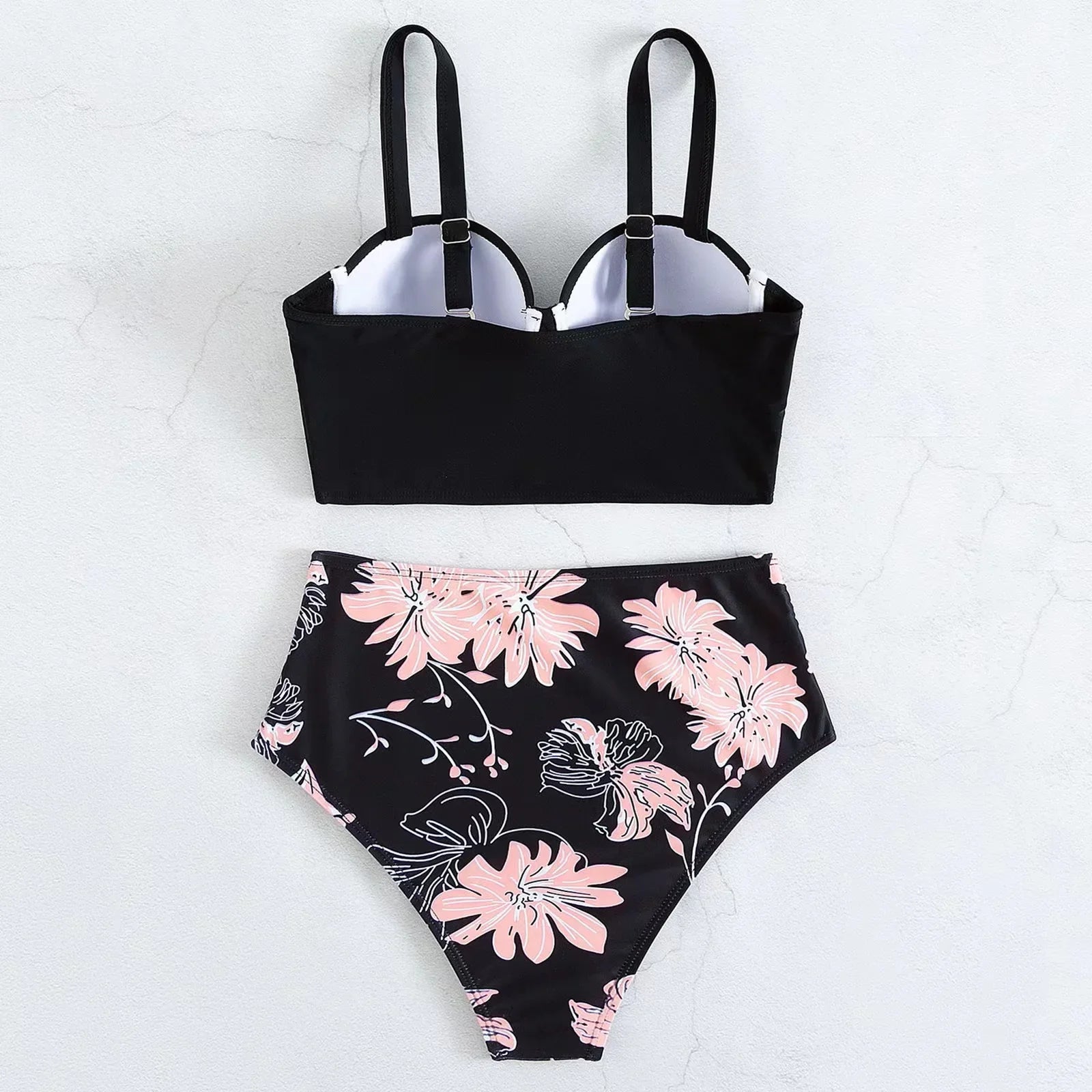 2024 Summer New Bikini Push Up Swimsuit Women Halter High Waist Swimwear Female Printed Bathing Suit Bathers