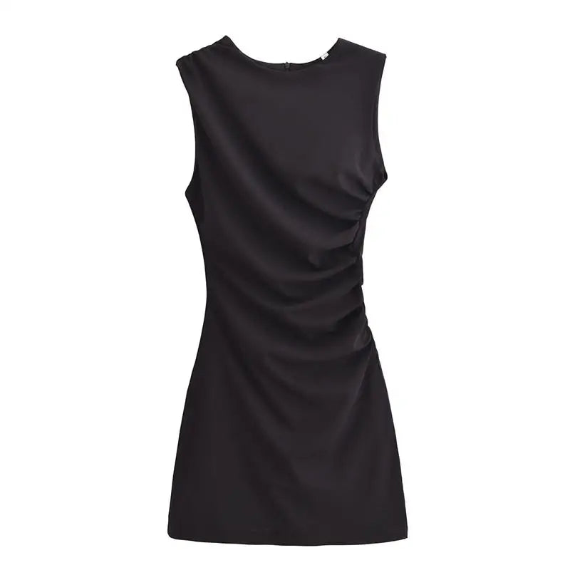 New Elegant Dresses Women's Summer 2025 New Fashion Tight Ruched Mini Party Women's Dress Street Youth Holiday Dress black