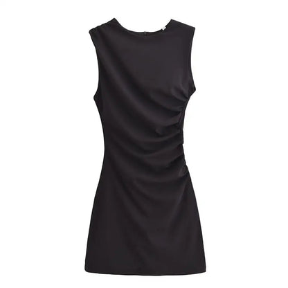 New Elegant Dresses Women's Summer 2025 New Fashion Tight Ruched Mini Party Women's Dress Street Youth Holiday Dress black