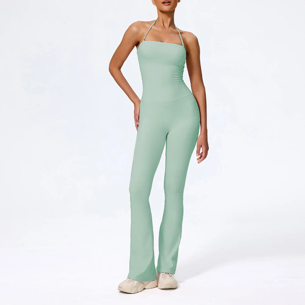 Fashionable Peach-Shaped Hip-Lifting And Neck-Hanging Yoga Jumpsuit For Women Casual And Slightly Flared Fitness Yoga Wear Badiee Stylez