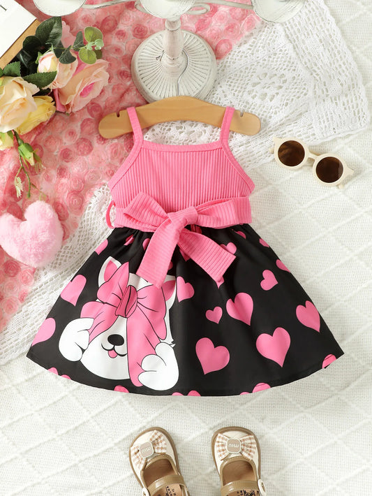0-2 Year Old Newborn Baby Girl Cartoon Printed Sleeveless Fashion Dress 30923