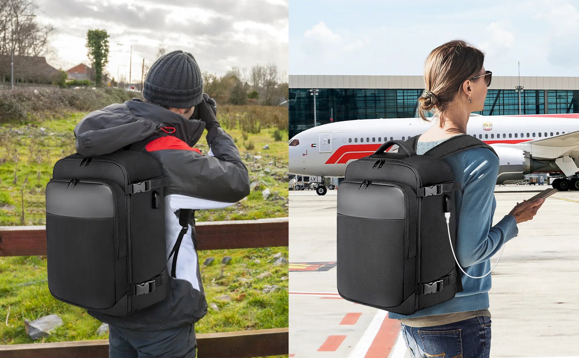 Geestock ryanair 40x25x20 Aircraft Backpack Multifunctional Travel Backpack CarryOn Cabin Luggage Waterproof 14" Laptop Backpack