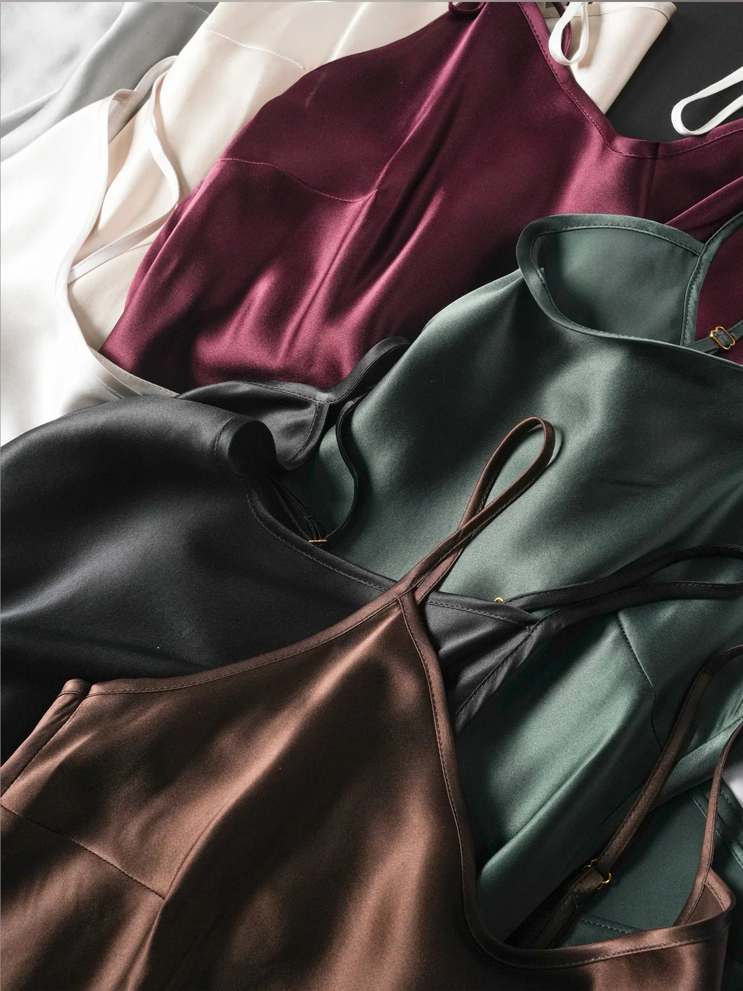 Small Heavyweight 21MM 100% Natural Mulberry Silk Plain Satin French V-neck Diagonal Cut Women's Sexy Solid Suspender Dress Badiee Stylez