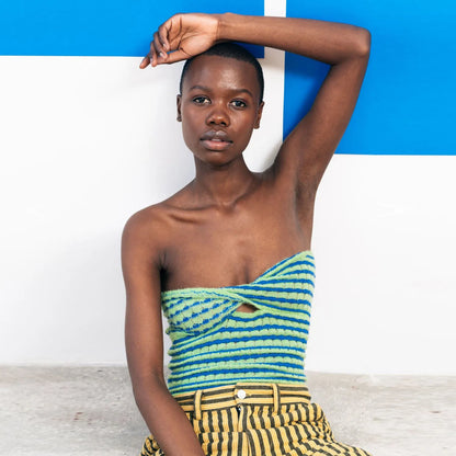 Striped Knitted Tube Top Women Off Shoulder Summer Sexy Strapless Bodycon Tank Crop Top Party Club Wear Camisole Yuqung