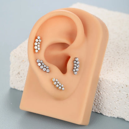 PVD Titanium PIERC Labret Stud Double CZ Paved Ear Cartilage Tragus Helix Earrings Lip Ring Daith Piercing Gift for Women