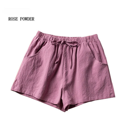 Casual Linen Shorts Women Gym Workout Shorts Cotton Short Pants High Waisted Black Ladies Short Femme Women Shorts Sport Femme Rose Pink