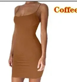 Sexy Spaghetti Strap Mini Dress 2024 Summer Women Bodycon Club Party Dresses Female Camisole Solid Black White Sheath Sundress CF