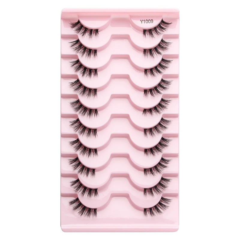 SHIDISHANGPIN 5/10Pairs False Lashes Cat Eye Eyelashes Eyelash Extension 3D Mink Half Lashes Natural Makeup faux Cils maquiagem 10 Pairs Y1009