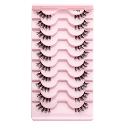 SHIDISHANGPIN 5/10Pairs False Lashes Cat Eye Eyelashes Eyelash Extension 3D Mink Half Lashes Natural Makeup faux Cils maquiagem 10 Pairs Y1009