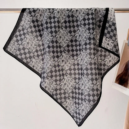 Fashion 70cm Cotton Square Scarf Women Floral Print Design Bandanas Lady Scarves Headband Accessories Handkerchief Hair QME168-01 65x65cm