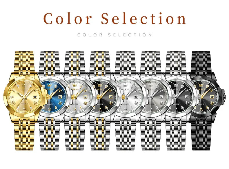 OLEVS 9931X Womens Perfume Watch Rhombic Quartz Watch Stainless Steel Waterproof Ladies Date Watch Gifts Original Elegant New