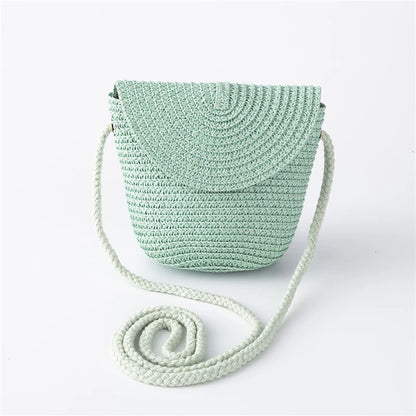 Flip children's Bag Cute Grass Woven Handbag Little Girl Crossbody Fashion Cute Zero Wallet Summer Beach Shoulder Bags