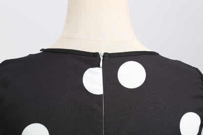 Summer V-neck sleeveless polka dot lace-up waist tucked vintage swing dress