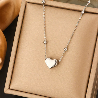 Elegant 3D Heart Pendant Bead Chain Necklace Waterproof Stainless Steel Gold-Plated Fashion Jewelry Birthday Engagement Gifts Badiee Stylez