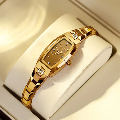 OLEVS Gold Tungsten Steel Women Watches Ultra-thin Luxury Fashion Ladies Waterproof Quartz Watch Relogio Feminino Reloj 2025 Gold