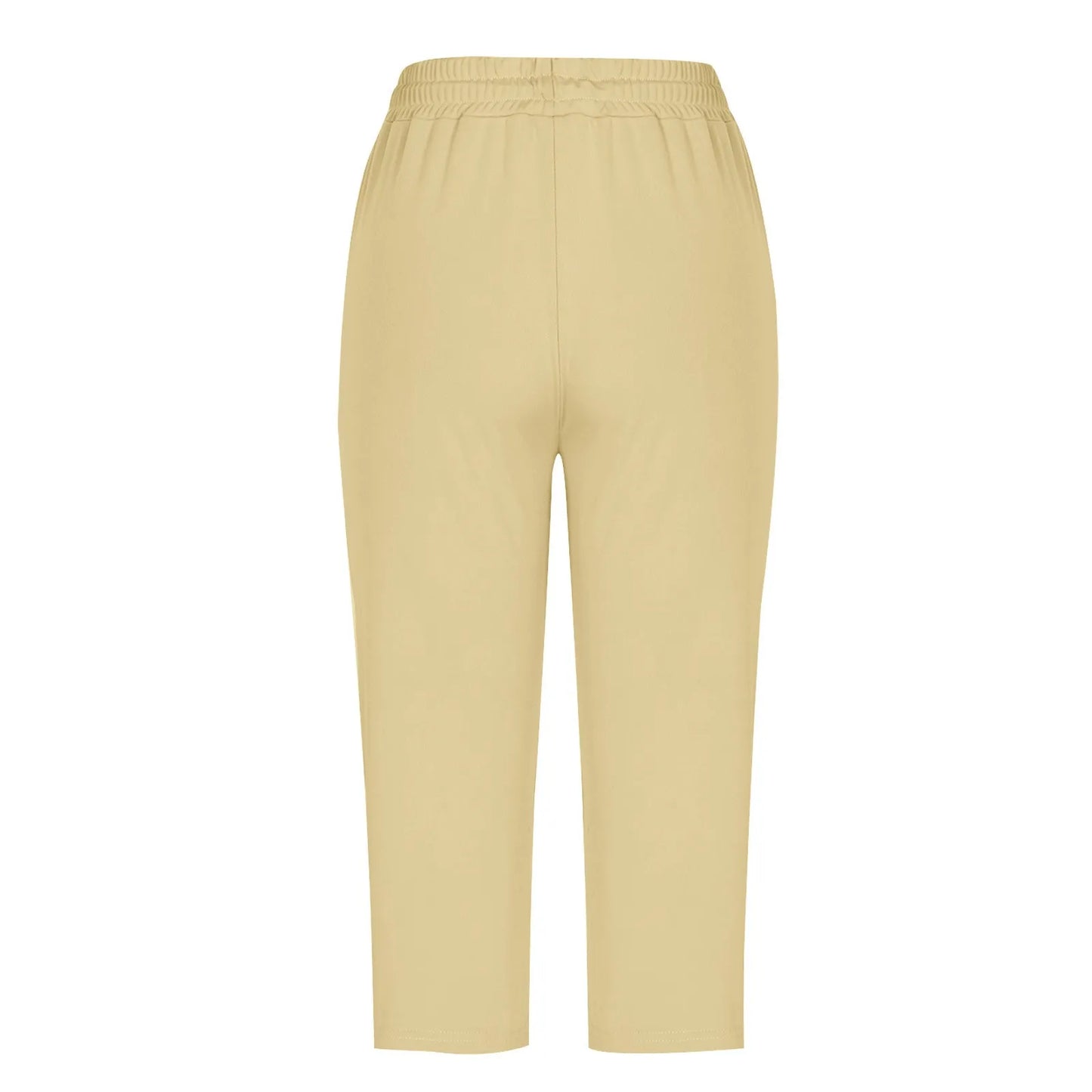 Solid Color Simple Classic Cropped Capris Pants For Women Summer Fashion Slimming Daily Versatile Sports Elastic Short Pants