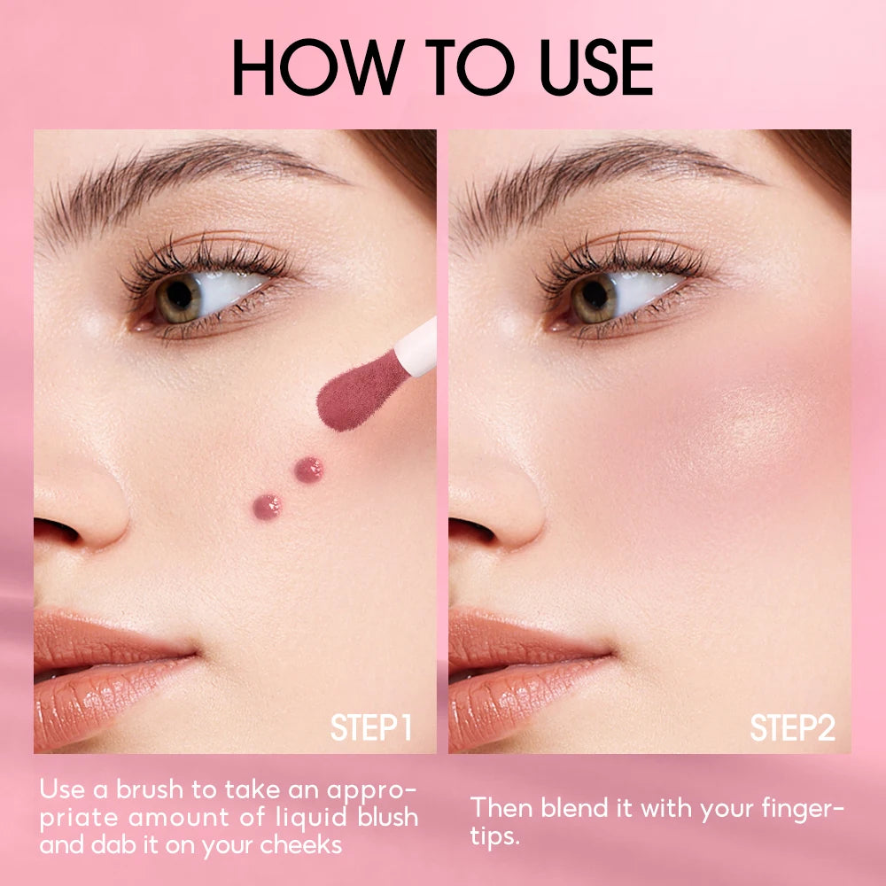 O.TWO.O Liquid Blush Face Blusher Moisturizing Long Lasting Natural Silky Weightless Matte High Pigment Matte Blush Face Makeup
