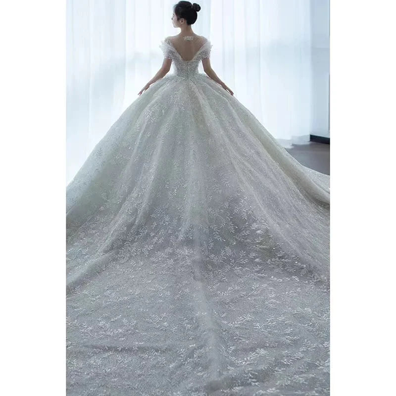 Real photos Wedding dress 2025 new arrival real beads long tail Badiee Stylez