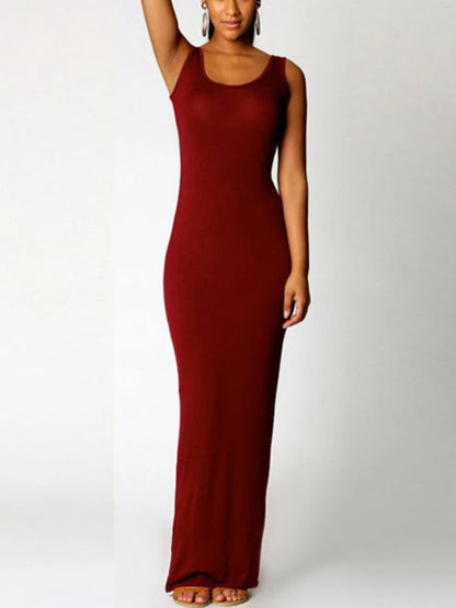Sexy Solid Color Slim Bodycon Long Maxi Dress Women Elegant Sleeveless Skinny Dress Club Party Vestidos Badiee Stylez