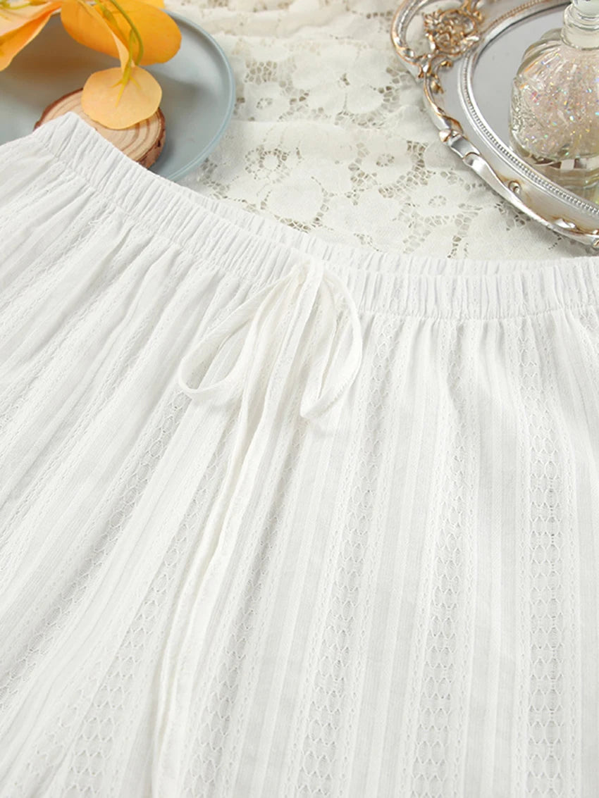 Marthaqiqi Winter Women Pajamas Suit Lace Up Sleepwear Long Sleeve Nightgowns O-Neck Nightwear Pants Casual Ladies Home Clothes