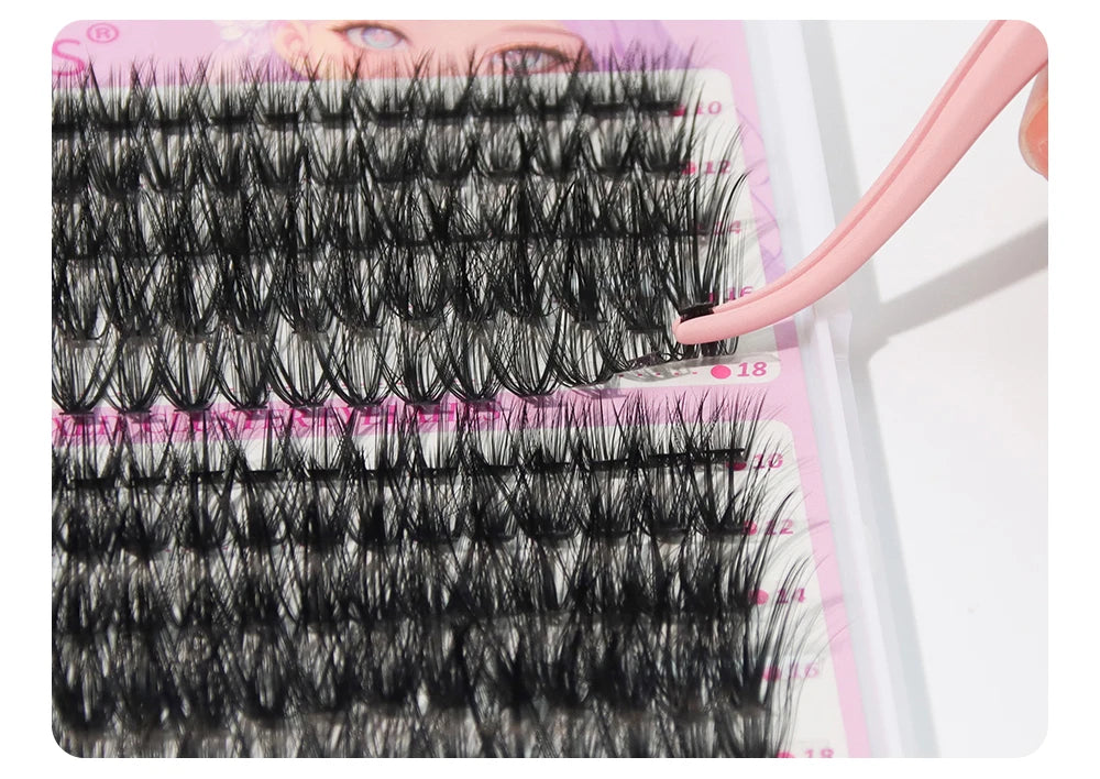 ANNAFRIS 300Pcs DIY Cluster Lash Extension Kit Color individual Lashes Kit with Lash Bond&Seal Remover Tweezers