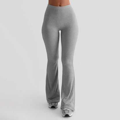 CUTENOVA Women's Slim Solid color Micro Flare Casual Pants basic Fashion Sexy Sports Jogging Trousers Chic Floor Length Bottoms