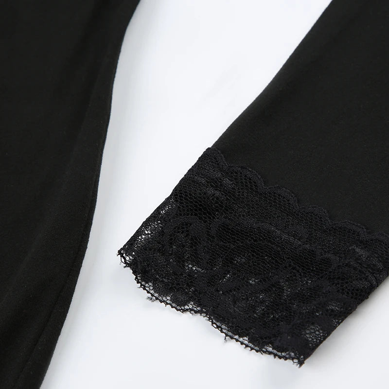 Rockmore Women's Lace Off Shoulder Bodycon Dress Elegant Long Sleeve Mini Dress for Party Club Dating Ladies Spring Fall Clothes