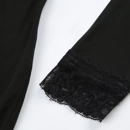 Rockmore Women's Lace Off Shoulder Bodycon Dress Elegant Long Sleeve Mini Dress for Party Club Dating Ladies Spring Fall Clothes