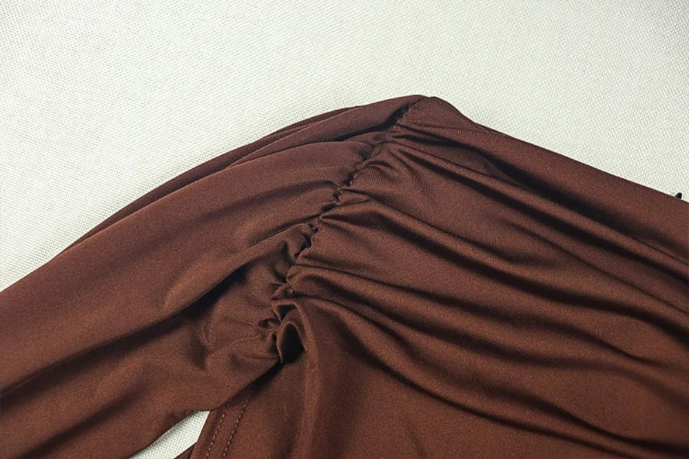 FLARORA Elegant Solid Color Ruched Jumpsuit Woman Bandage Patchwork Sleeveless Bodycon Jumpsuits Evening Party One Piece Overall Badiee Stylez