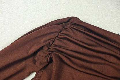 FLARORA Elegant Solid Color Ruched Jumpsuit Woman Bandage Patchwork Sleeveless Bodycon Jumpsuits Evening Party One Piece Overall Badiee Stylez