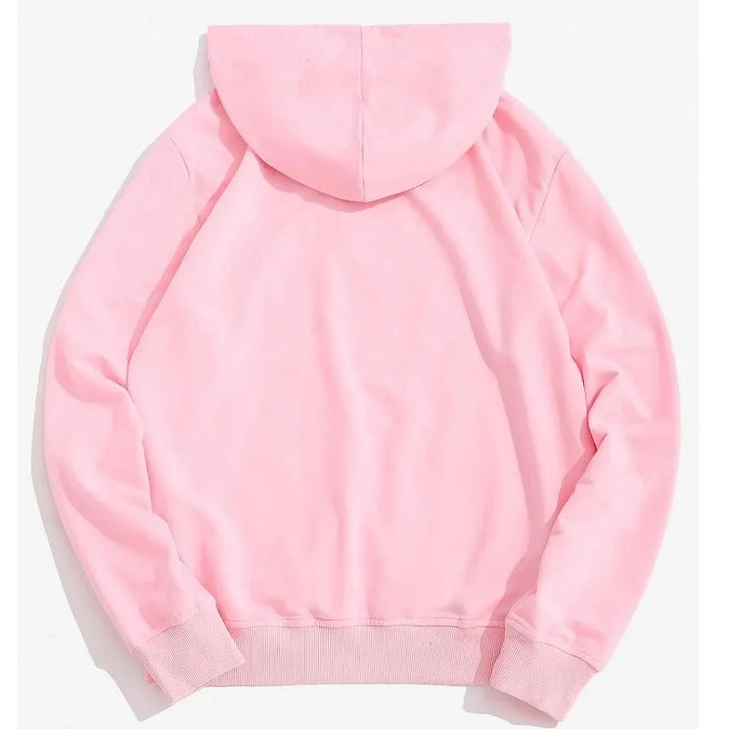Men women Fashion pink Hoodies Autumn Long Sleeve Pullover Tops Casual Pocket Hoodies Unisex Outer Loose Sport Wear