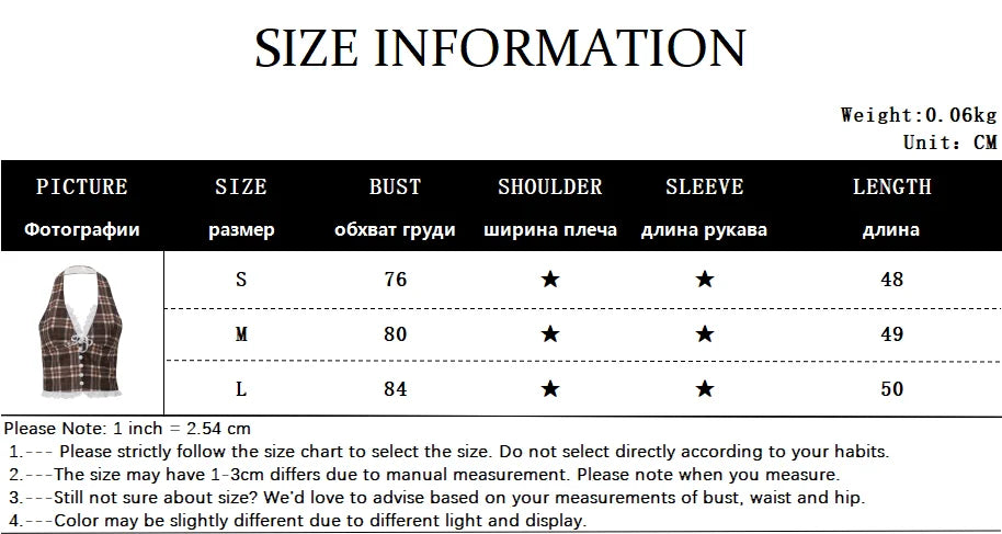 Candyhot Plaid Vintage Lace French Style Halter Crop Tops Retro Backless Sleeveless V-neck Slim Tops Casual Streetwear Camisole