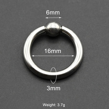 1Pc Large Gauges Stainless Steel CAPTIVE SPRING BEAD RING for Septum Piercing BCR Nose Ring Hoop Expander Earlobe Earrings 00G 3x16-6mm 1 Piece