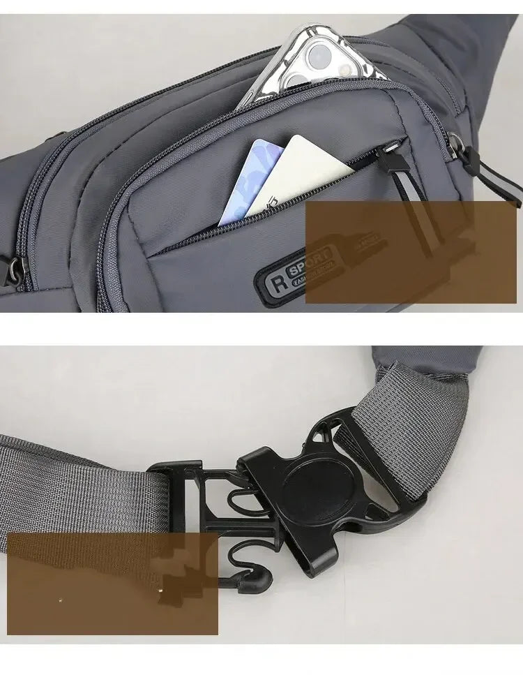 Men Canvas Fit Waistpack Mobile Fanny Waist Packs Men's Sports Outdoor Leisure Running Anti Theft Ultra Thin Invisible Waist Bag