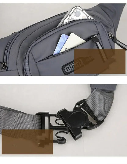 Men Canvas Fit Waistpack Mobile Fanny Waist Packs Men's Sports Outdoor Leisure Running Anti Theft Ultra Thin Invisible Waist Bag